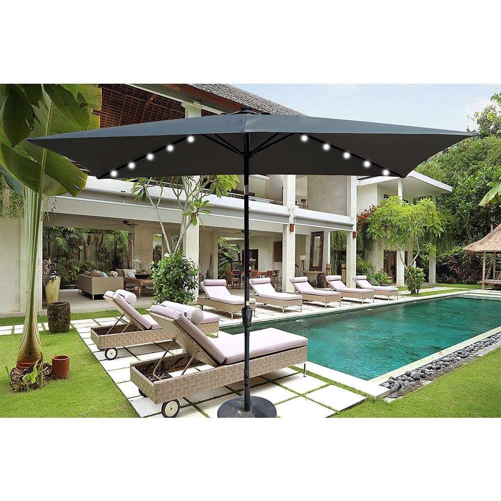Rectangular Patio Solar LED Lighted Outdoor Umbrellas - On Sale - Bed Bath  u0026 Beyond - 35689086