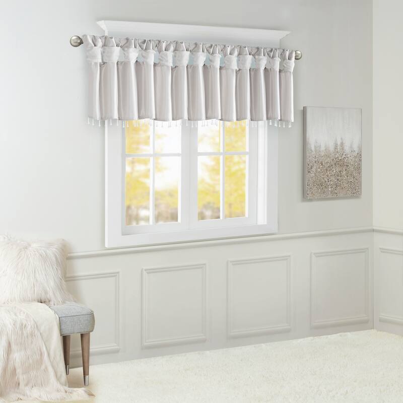 Madison Park Natalie Lightweight Faux Silk Valance with Beads - 50x26"