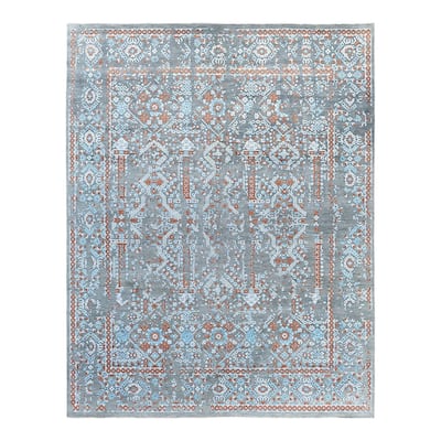 Ikat One-of-a-Kind Hand-Knotted Area Rug, Gray - 8' 1" x 10' 1"