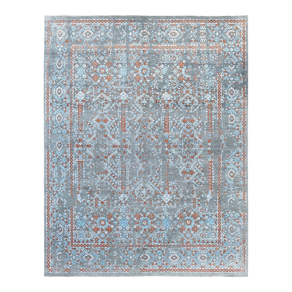 Ikat One-of-a-Kind Hand-Knotted Area Rug, Gray - 8' 1" x 10' 1"