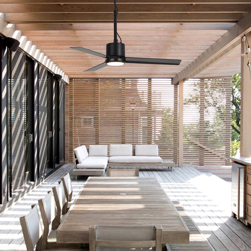 42" Indoor/Outdoor Black Plug-In Ceiling Fan with LED Light