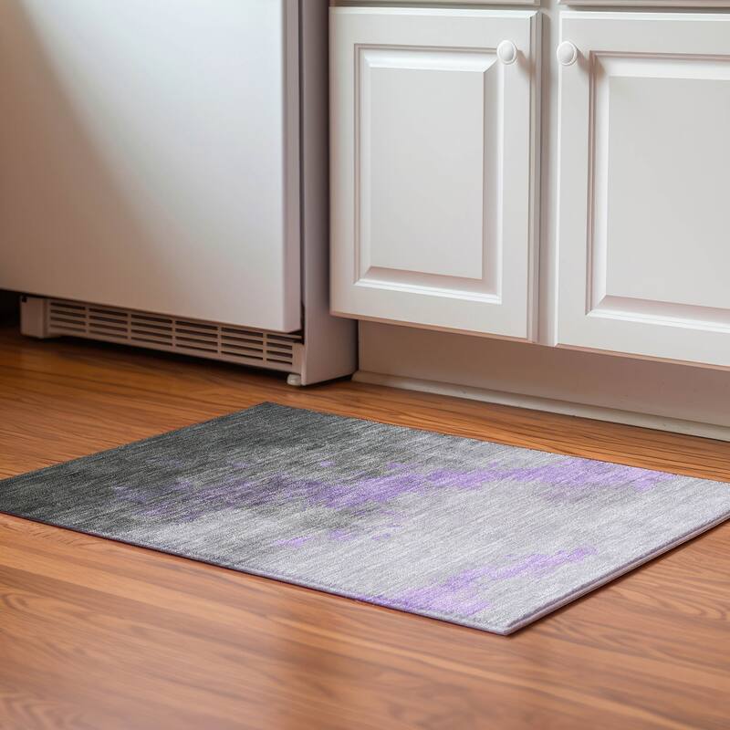 Premium Washable Super Soft Modern Glam Mayfield Rug - Lavender - 1'8" x 2'6"