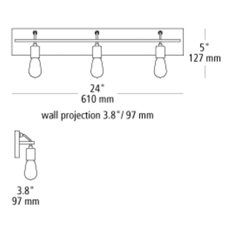 Tae 3 Bath Industrial  Wall Bath Fixture in Black Aged Brass - Black/Aged Brass