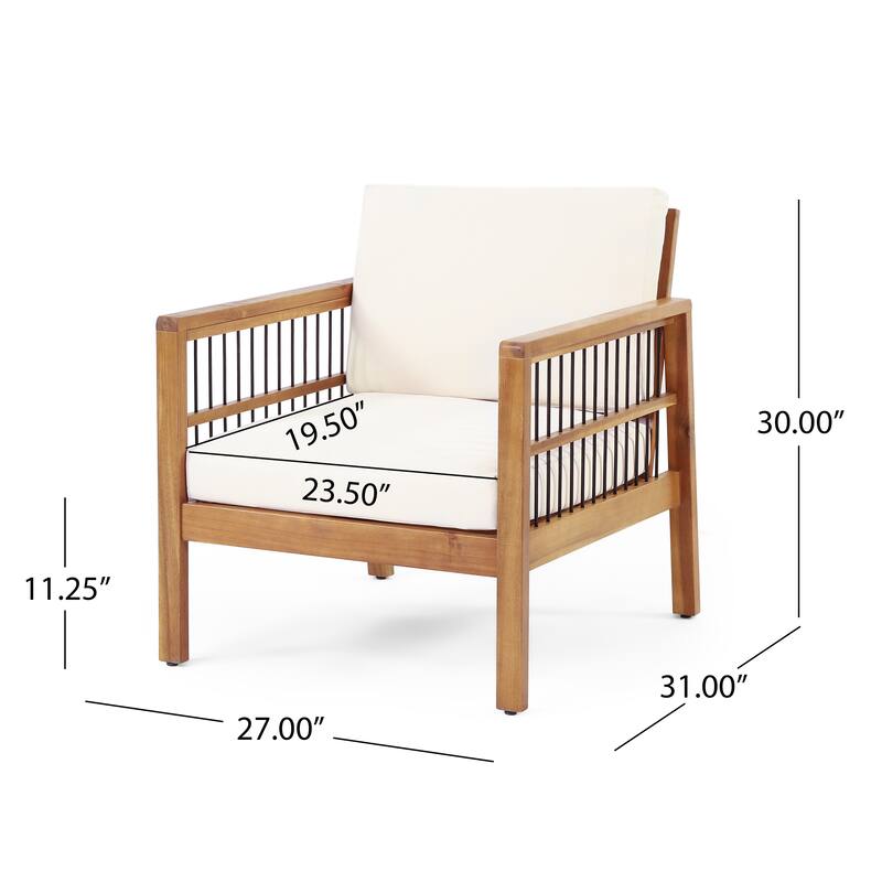 Elias Outdoor Acacia Wood Outdoor Club Chairs by Christopher Knight Home