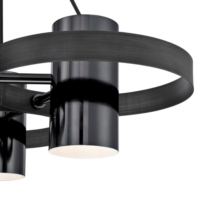 Westinghouse Lighting Exton Three-Light Indoor Chandelier, Distressed Aluminum Finish with Gun Metal Shades