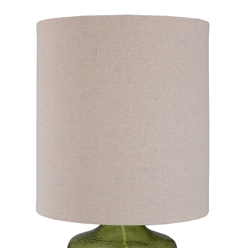 Seeded Glass Table Lamp - Meadow Green Finish - Taupe Hardback Fabric Shade