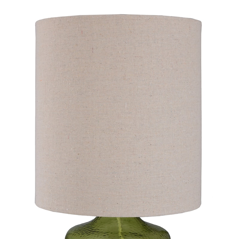 Seeded Glass Table Lamp - Meadow Green Finish - Taupe Hardback Fabric Shade