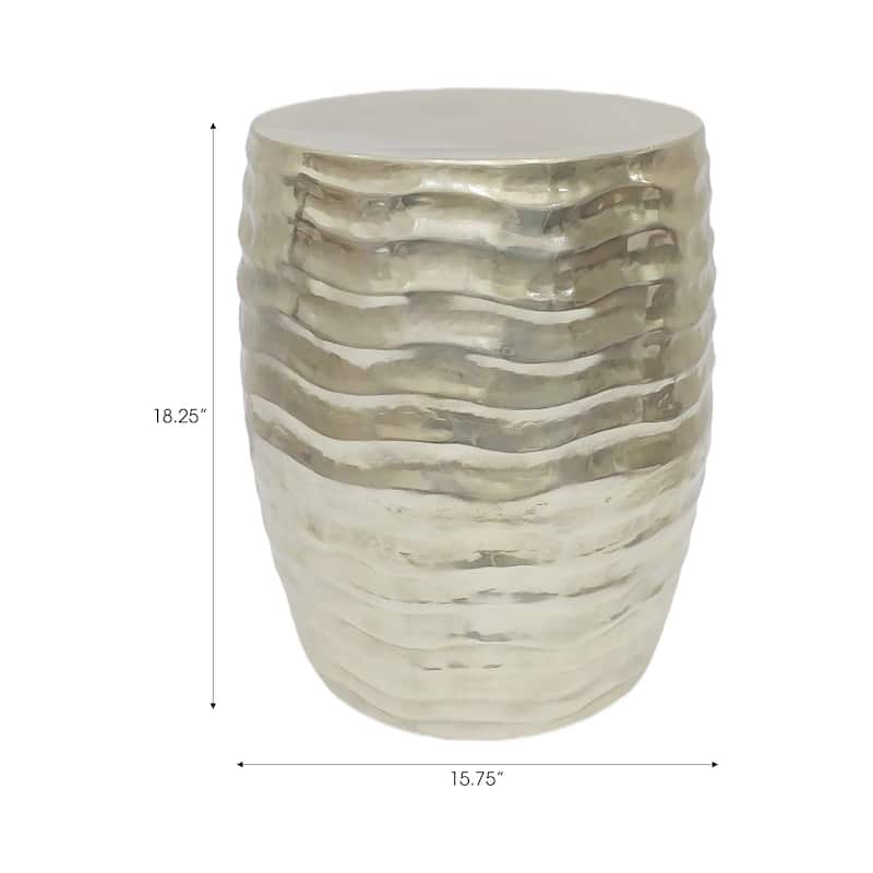 Metal Side Table Wavy Textured Base Narrow End Design - 18" Gold - 15.75" x 15.75" x 18.25"