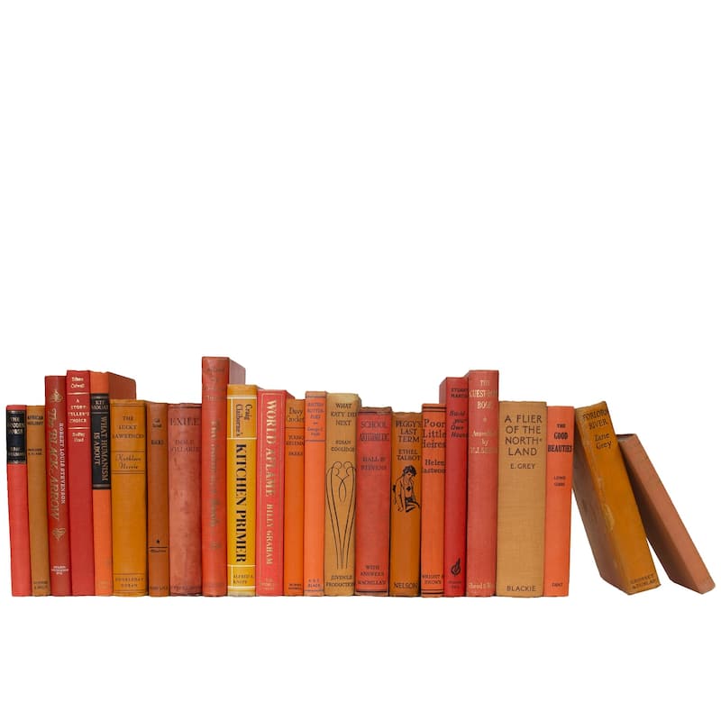 Decorative Books - Vintage Citrus Books - 1 Foot of Orange Books