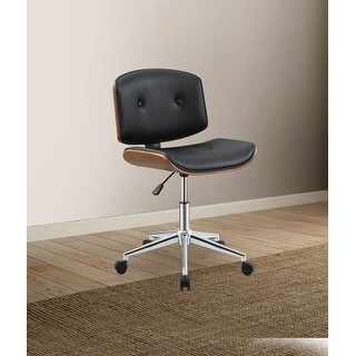 Mid-Century Armless Office Chair, Computer Chair Walnut Wood Chrome ...