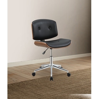 Office Chair in Black PU & Walnut