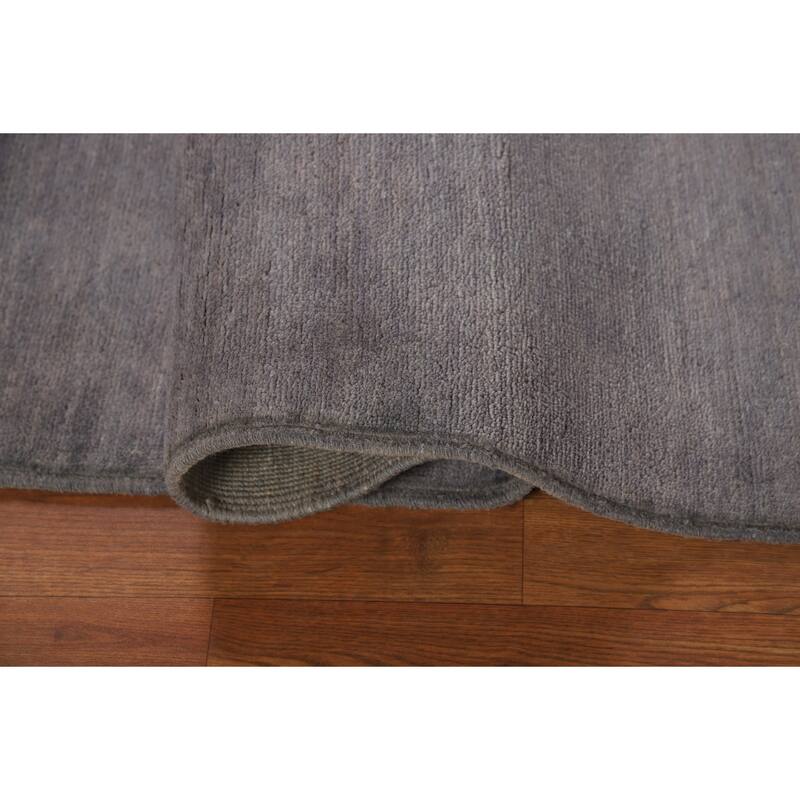 Gray Blue Gabbeh Modern Rug Hand-Knotted Wool Carpet - 3'4" x 4'10"