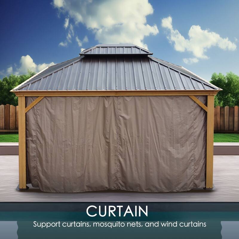 Kozyard Apollo Wood-look Aluminum Hardtop Gazebo