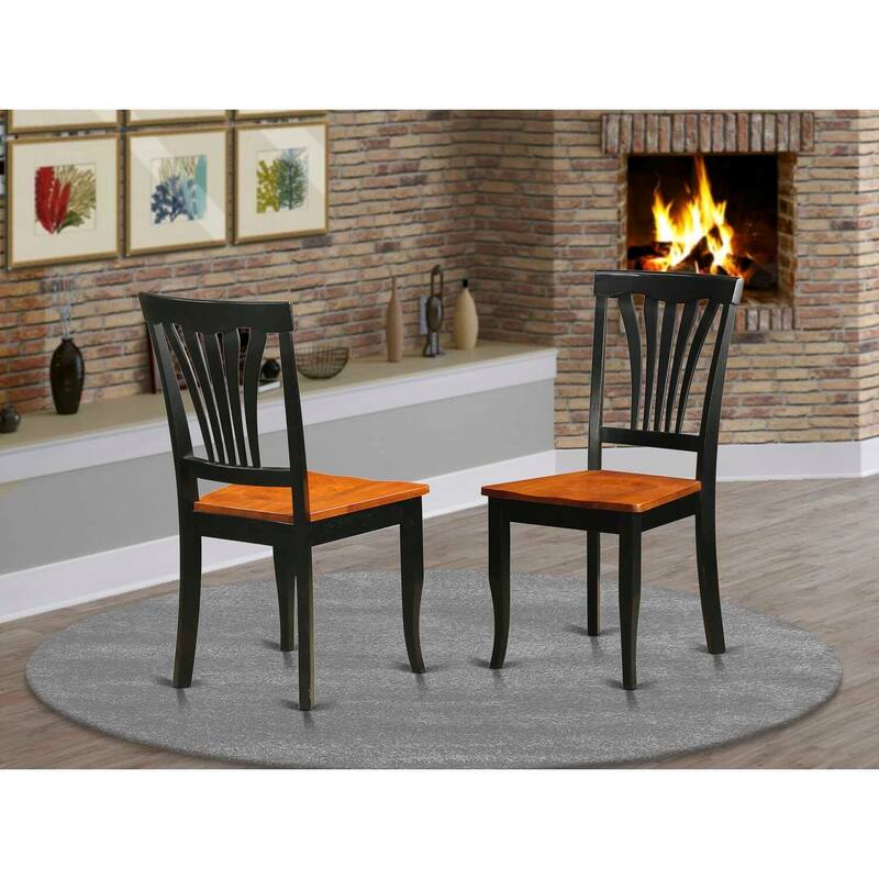 Dining Chairs with Hardwood Frame - Black and Cherry Finish, Comfortable Kitchen Seating, Set of 2 - 18