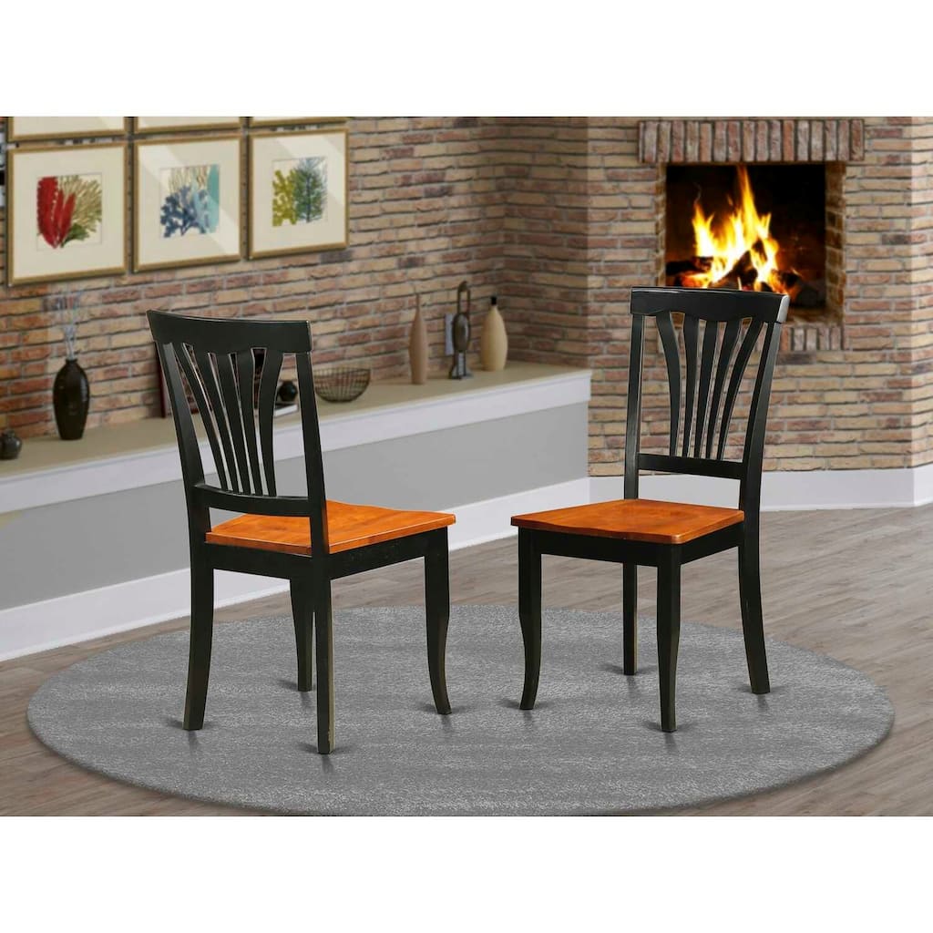 Dining Chairs with Hardwood Frame - Black and Cherry Finish, Comfortable Kitchen Seating, Set of 2 - 18