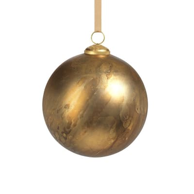 6" Rustic Metallic Glass Ball Ornaments, Set of 2