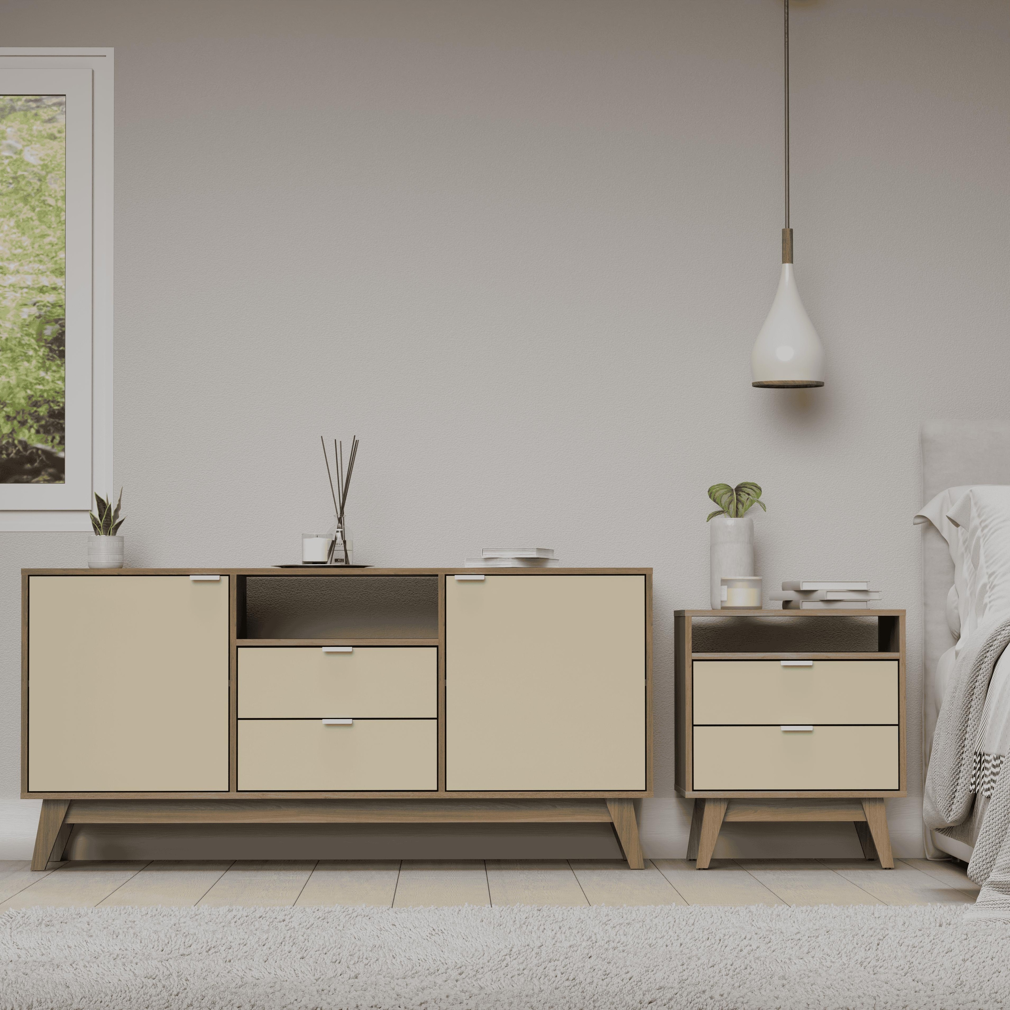 Kappesberg Madison 2-Piece Living & Bedroom Set With 59" TV Stand And 2-Drawer Nightstand