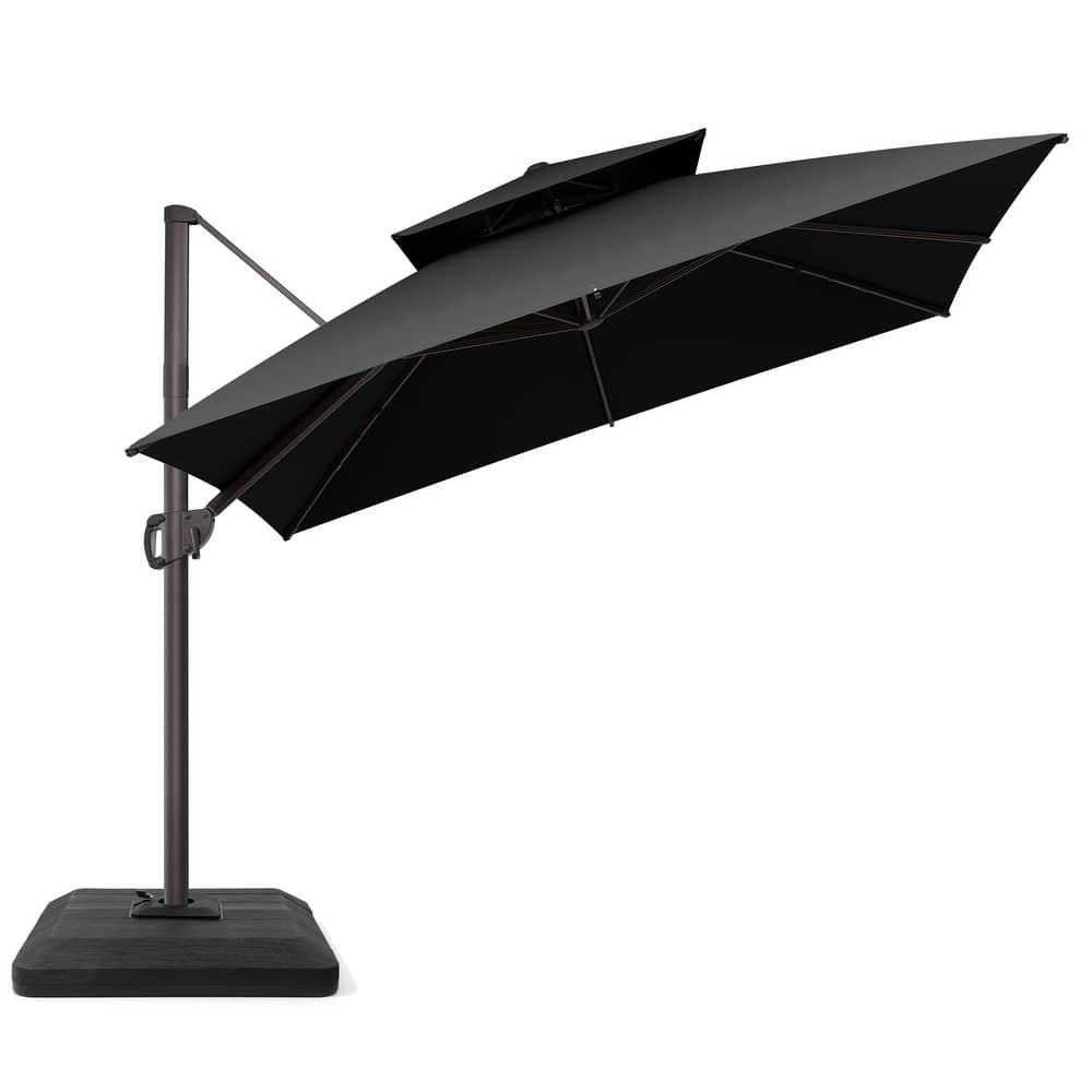 VredHom Double Top 10x10 FT Square Patio Cantilever Umbrella with Weight Base