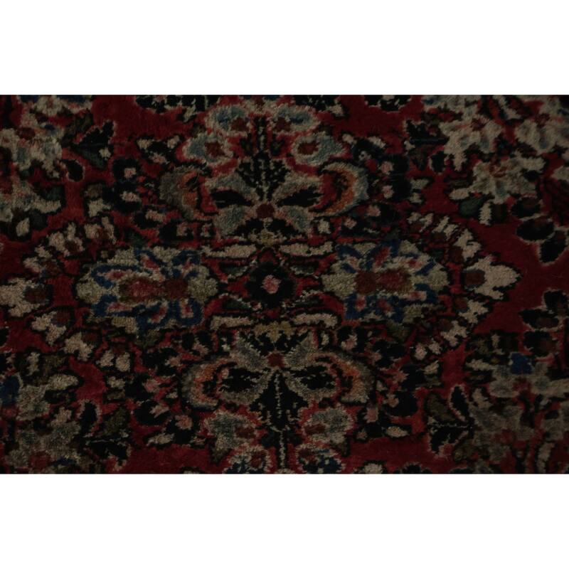 Hand Knotted Oriental 100% Wool Carpet Traditional Floral Red Sarouk Area Rug - 4' 11'' X 3' 4''