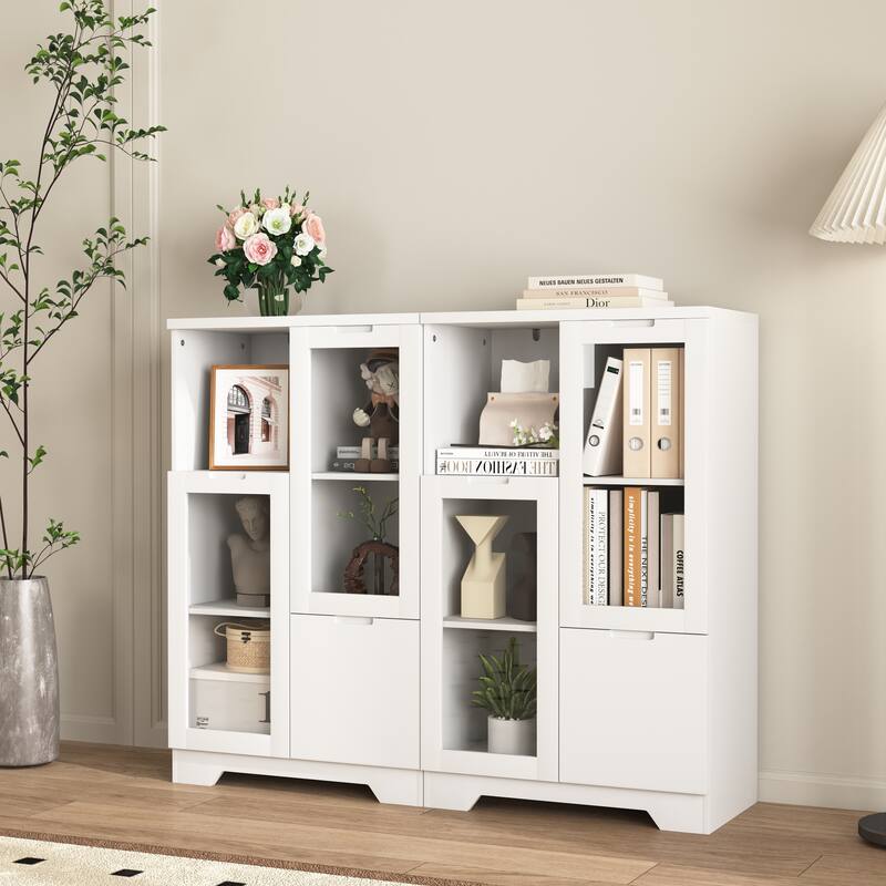 Modern Living Room Storage Cabinet with Doors and Shelves/Drawers,4 Colors