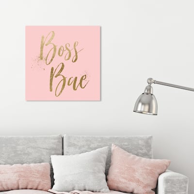 Oliver Gal Typography Wall Art Canvas Prints 'Boss Bae Luxe Gold Pink' Empowered Women Quotes and Sayings - Gold, Pink