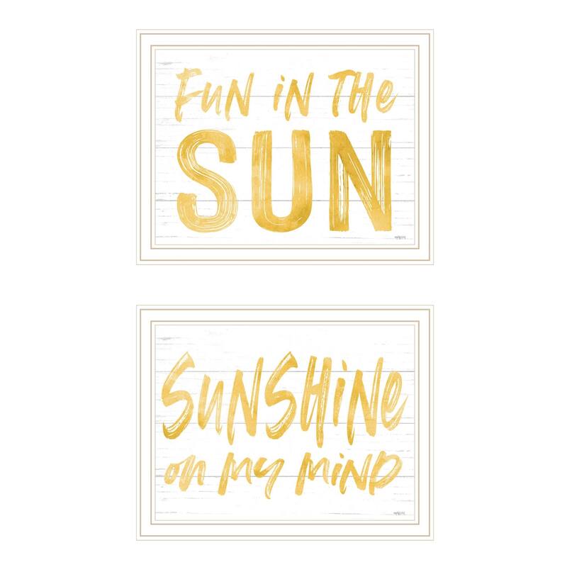 Trendy Decor 4U "Fun in the Sun-Sunshine on my Mind" Printed Framed Wall Art by Lettered & Lined - White - 18 x 14