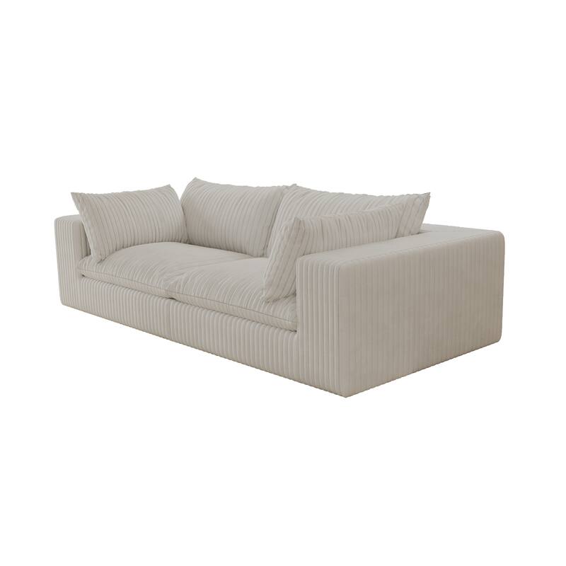 Corduroy Upholstered Cloud Sofa, Modular Compression Boneless Couch, Deep Seat Loveseat Sofa with Removable Cushion