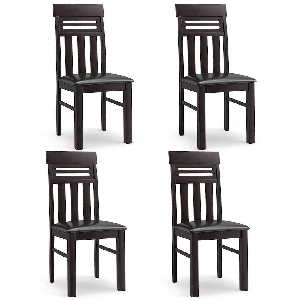 Gymax Dining Chairs Set of 4 Faux Linen Fabric Farmhouse Side Chairs