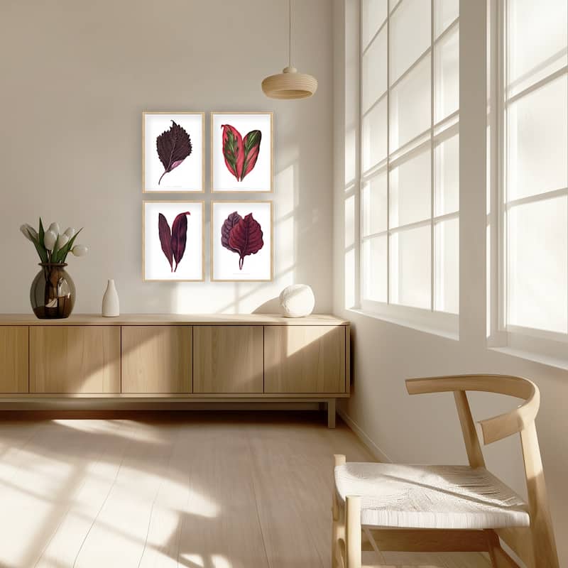 "Blush Botanica" Set of Four Framed Textured Wall Art - Multi-Color