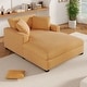 preview thumbnail 19 of 31, Classic Oversized Chaise Lounge Chair in Soft Cream Fabric with Sturdy Solid Wood Legs, 53.5'' x 70.9'' for Maximum Comfort Yellow + Polyester + 1 Seat