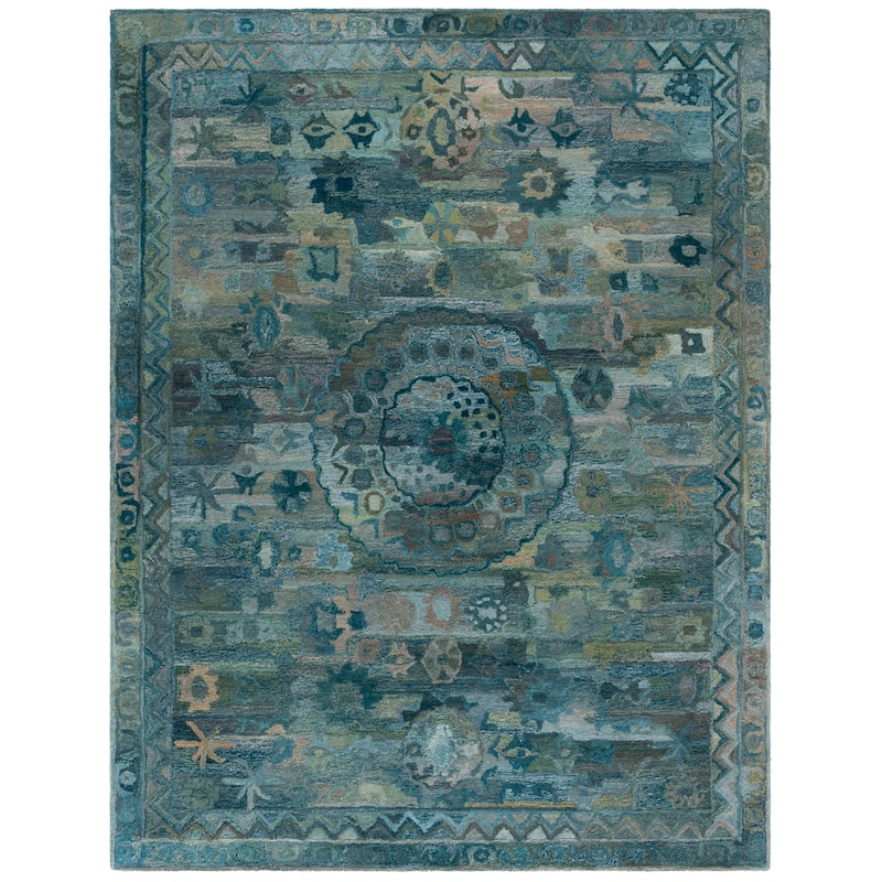SAFAVIEH Handmade Anatolia Piedad Traditional Rug - 9' x 12' - Aqua/Green