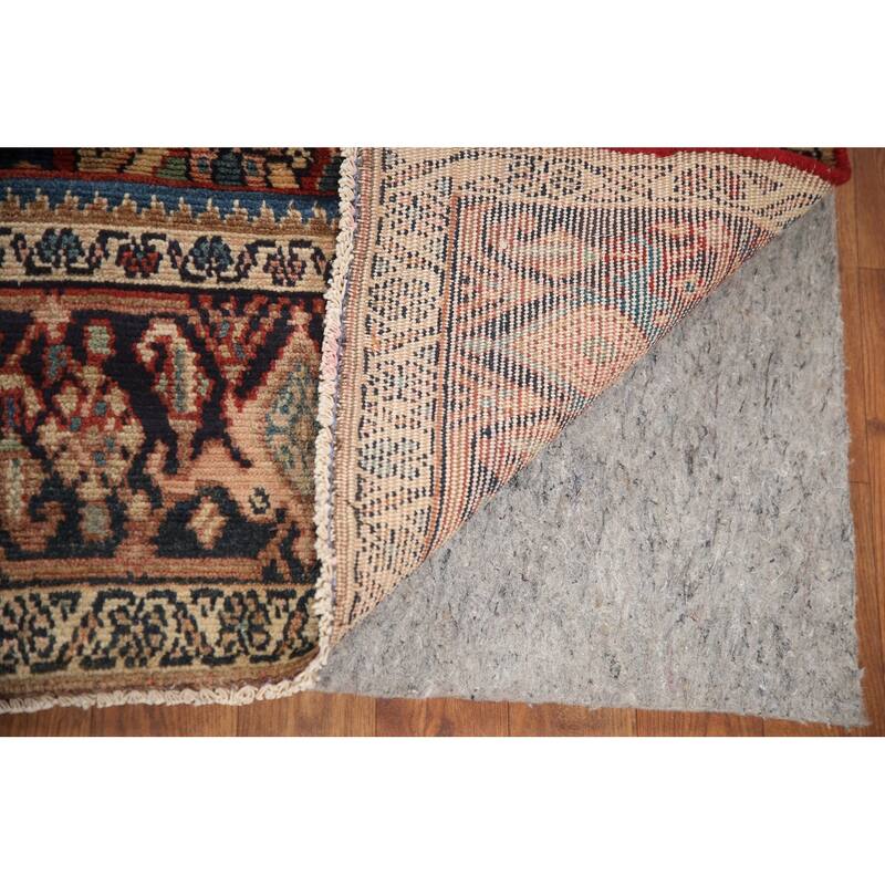 Hand Knotted Oriental 100% Wool Carpet Traditional Medallion Red Malayer Runner Rug - 10' 7'' X 3' 11''