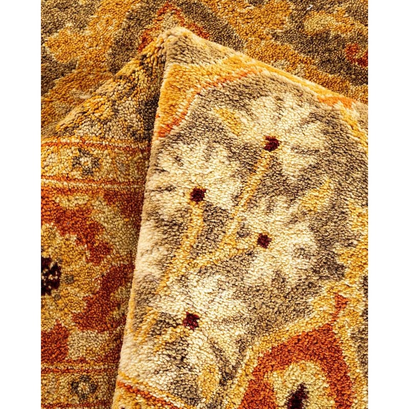 Overton Hand Knotted Wool Vintage Inspired Traditional Ottoman Green Runner Rug - 3' 1" x 22' 1"