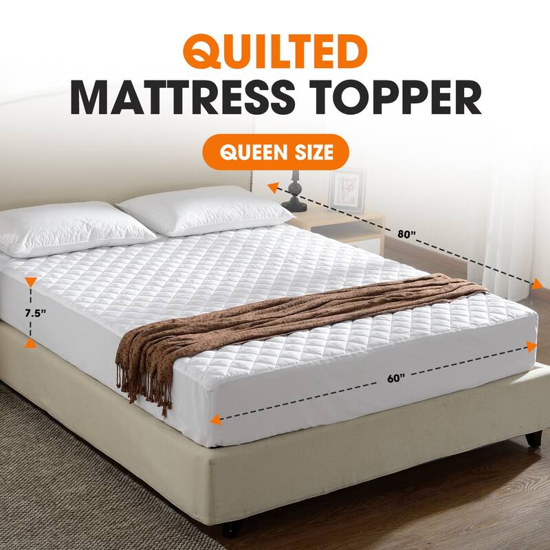 Cheer Collection Quilted Hypoallergenic Fitted Mattress Pad - White
