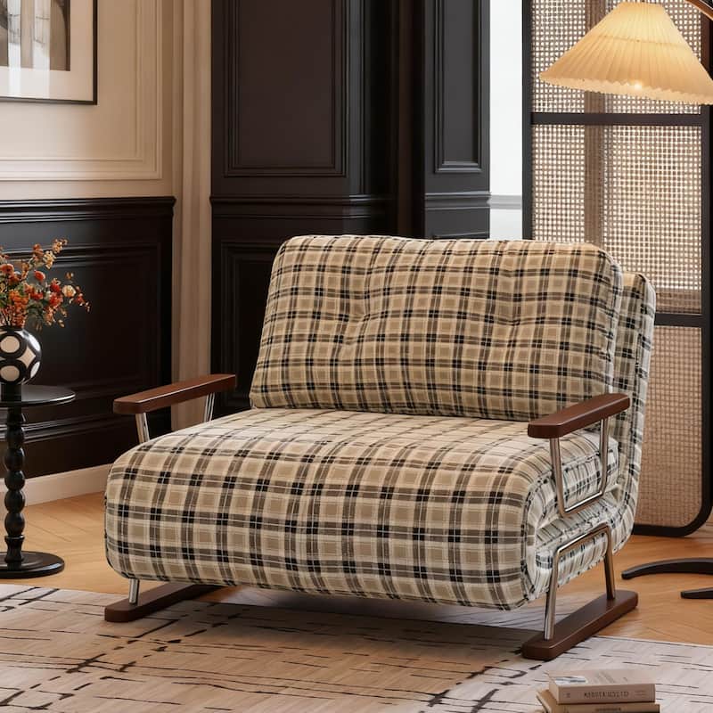 JASIWAY Checkered 4-in-1 Sleeper Sofa Chair Bed for Small Spaces - 35.4