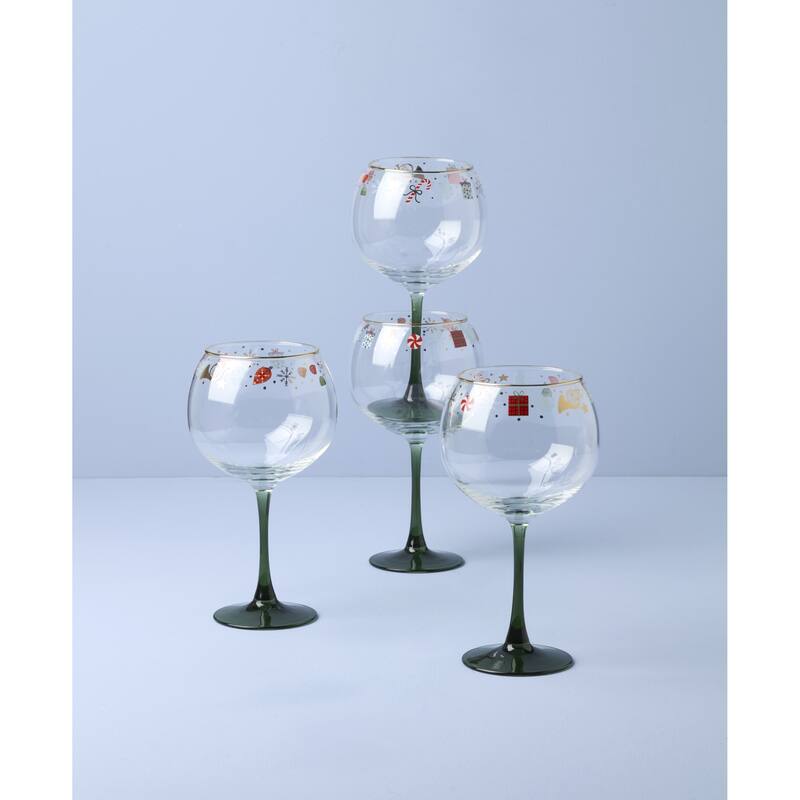 Lenox Nutcracker Ballet Balloon Wine Glasses, Set of 4 - 4" Round