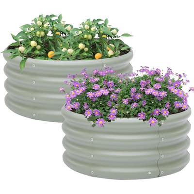 2 Pack Galvanized Raised Garden Bed,Outdoor