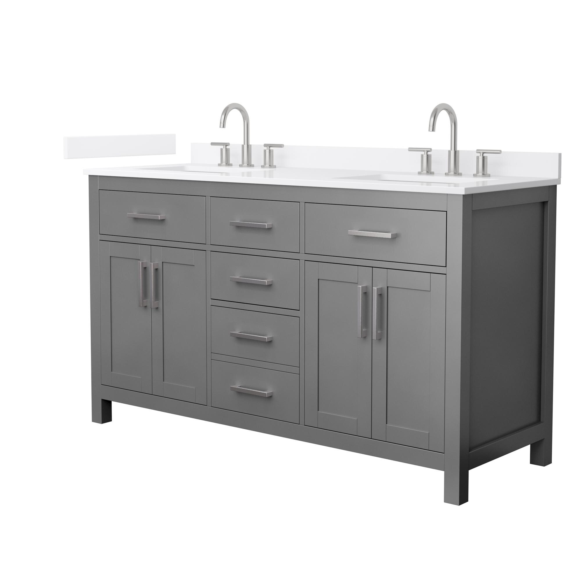 Wyndham Collection Beckett 60-inch Double Vanity, Quartz Top