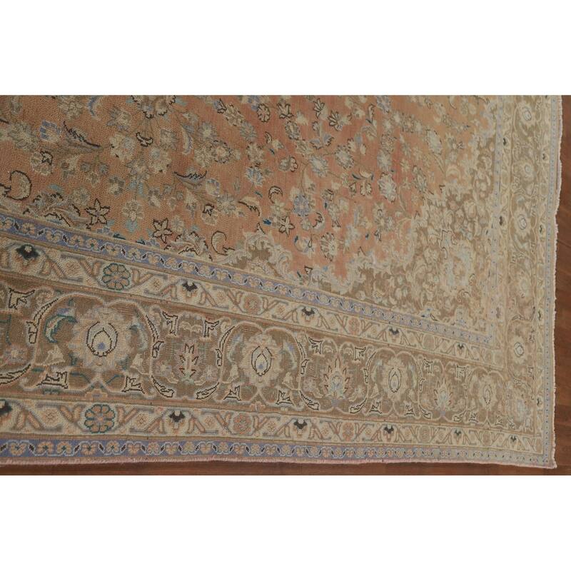 Hand Knotted Oriental 100% Wool Carpet Traditional Floral Oranges & Rust Mashad Area Rug - 12' 9'' X 9' 3''