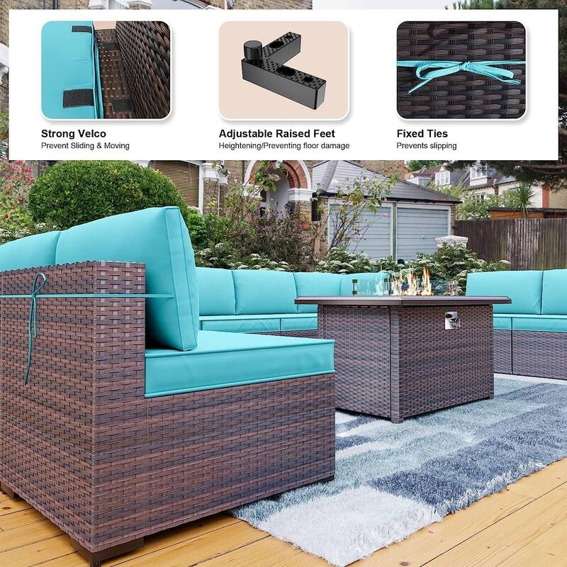 Kullavik 12 Piece Outdoor Patio Furniture Set with Fire Pit Table
