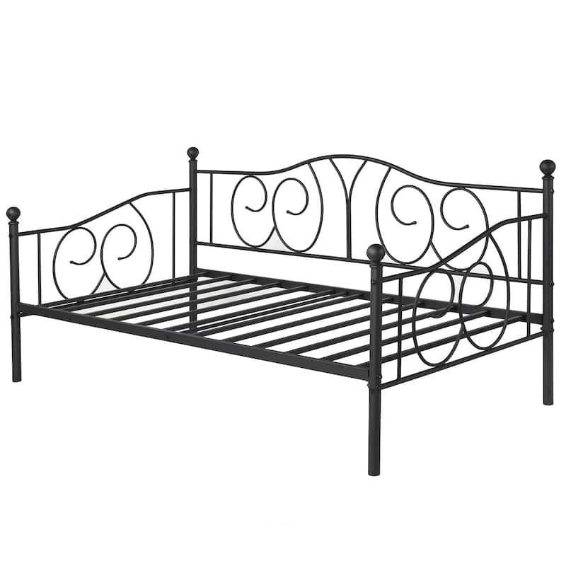 Javlergo Twin Metal Daybed Frame with Slats, Classic Mattress Foundation, No Box Spring Needed