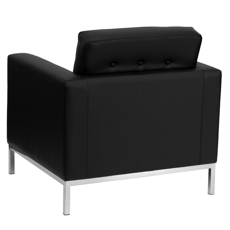 Button Tufted LeatherSoft Chair with Integrated Stainless Steel Frame