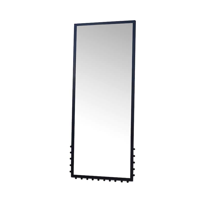 NADAAL STUDIOS Tallis Black Cast Aluminum Floor Mirror with Finial Detail