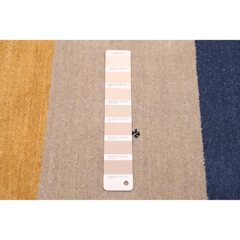 ECARPETGALLERY Hand Loomed Kashkuli Gabbeh Grey, Navy Wool Rug - 6'7 x 9'9