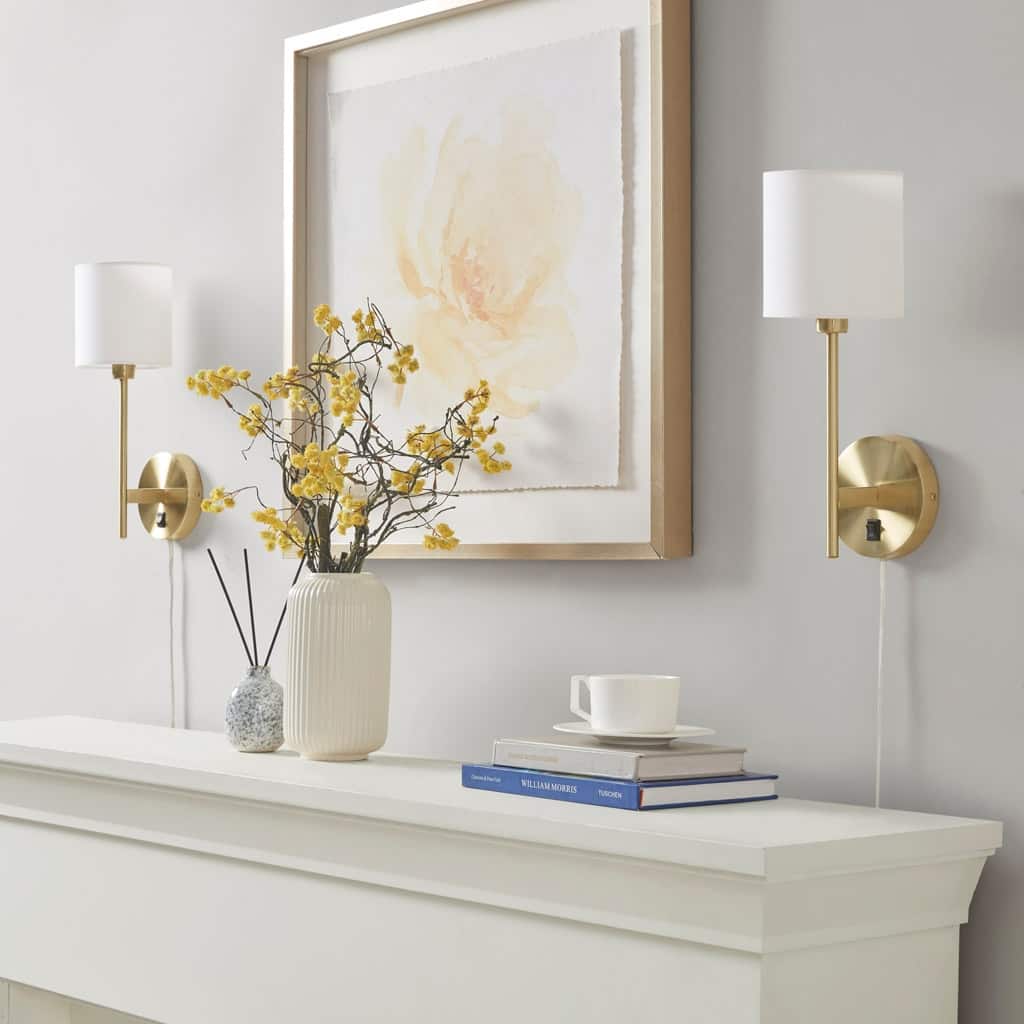 Metal Wall Sconce with Cylinder Shade, Set of 2 for living room,bedroom,and dining room