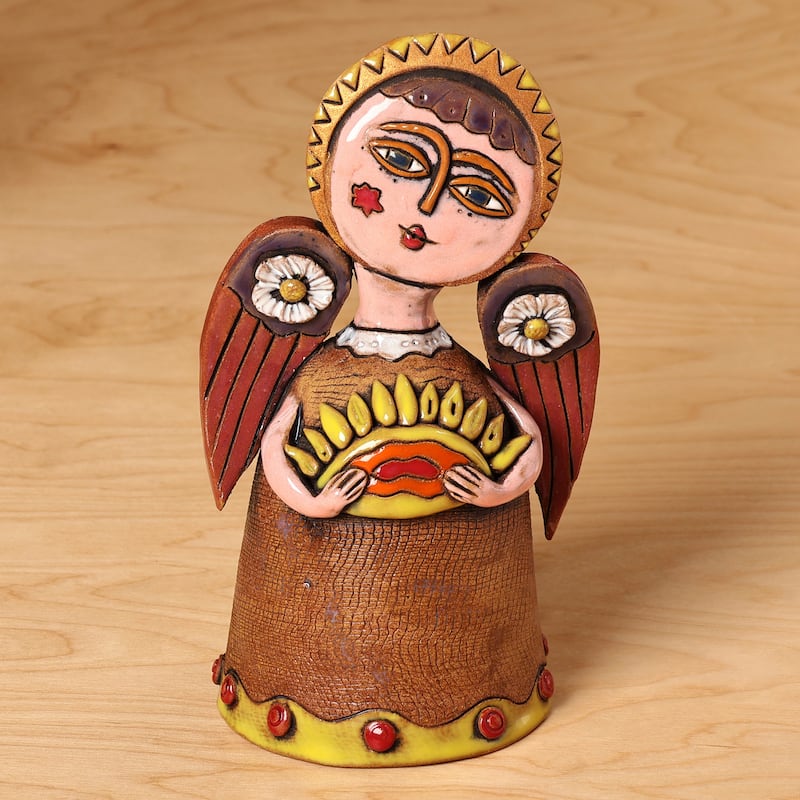 Novica Handmade Blessed Spring Ceramic Sculpture