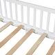 preview thumbnail 12 of 15, White Twin Size Solid Wood House Bed with Guardrail, LED, and Roof for Kids