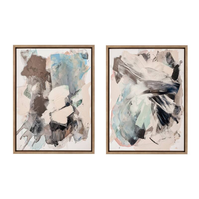 Kate and Laurel Sylvie Flow Framed Canvas Art Set by Amy Lighthall