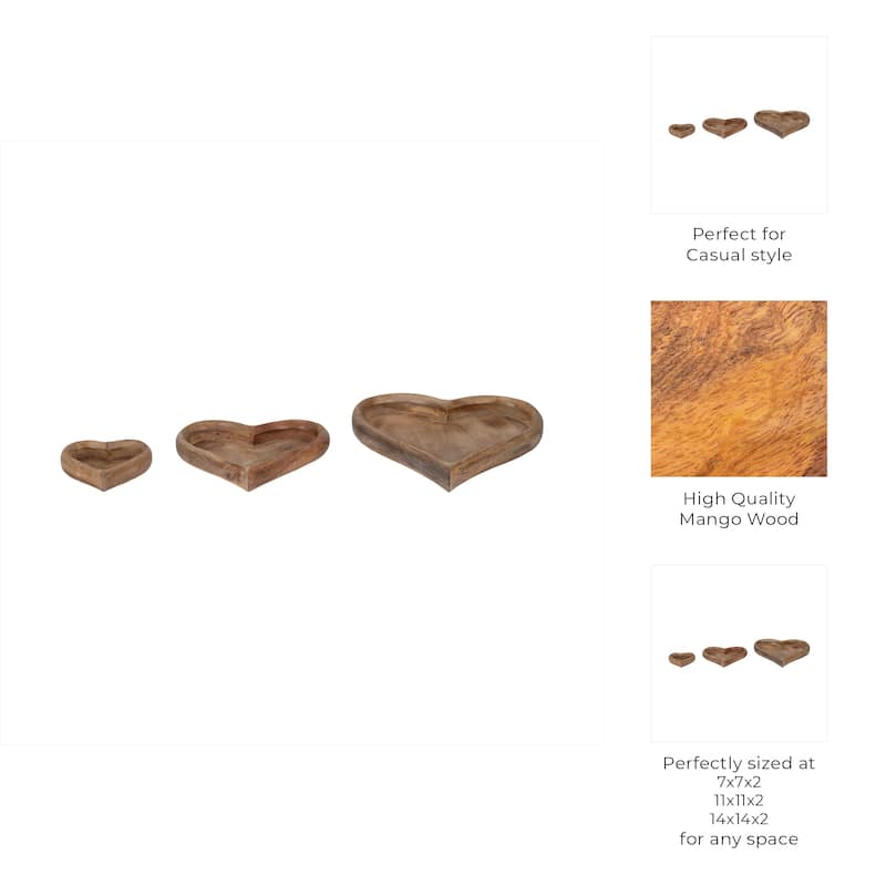 Heart-Shaped Tray with Rich Wood Grain Detail - Decorative Tray for Office and Home Decor