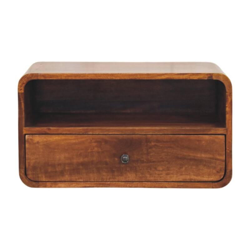 HomeRoots 22" Chestnut Solid Wood One Drawer Floating Nightstand